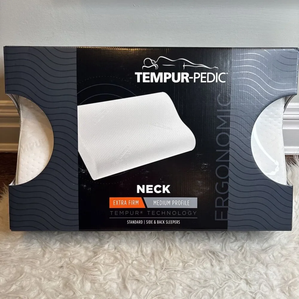 Tempur-Pedic Ergonomic Neck Pillow Extra Firm Medium Profile White NEW IN BOX